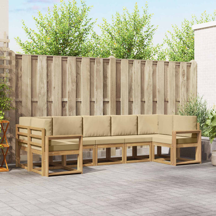 Set de canapele de exterior cu pernă 7 pcs Alb și Bej WALTI