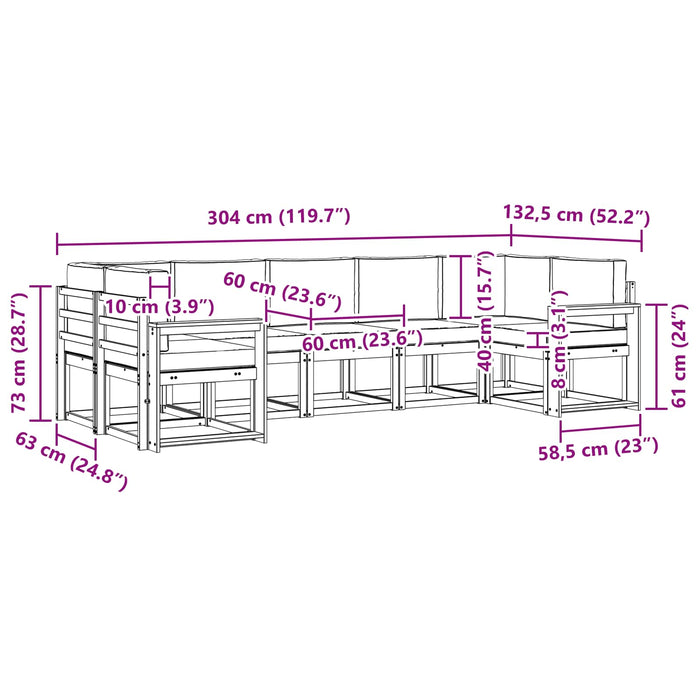 Set de canapele de exterior cu pernă 7 pcs Alb și Bej WALTI