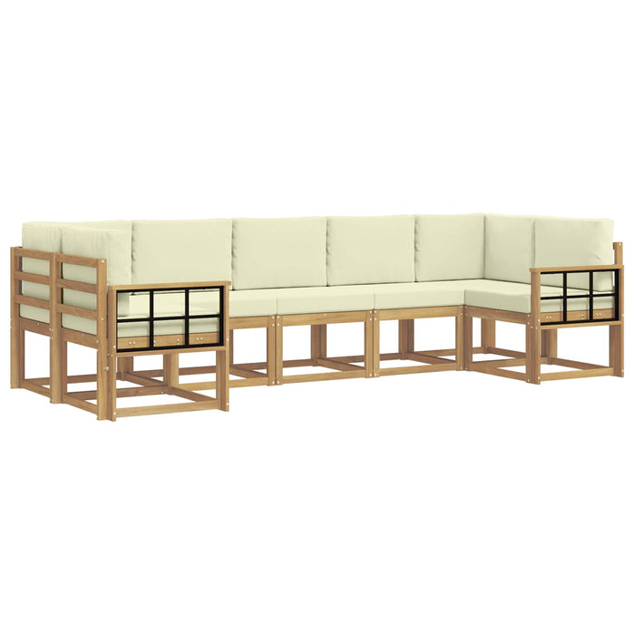 Set de canapele de exterior cu pernă 7 pcs Alb și crem WALTI