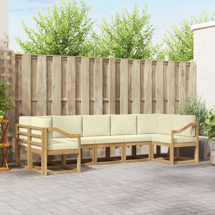Set de canapele de exterior cu pernă 7 pcs Alb și crem WALTI