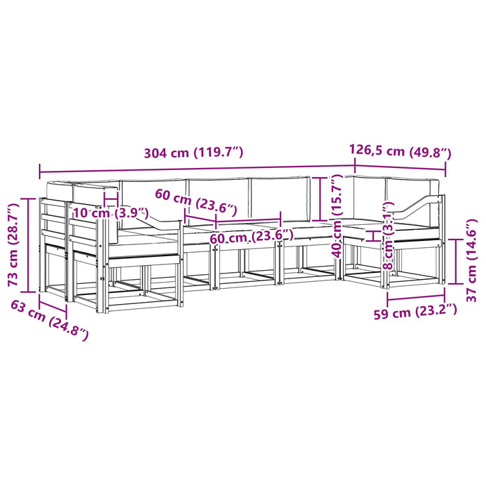 Set de canapele de exterior cu pernă 7 pcs Alb și crem WALTI