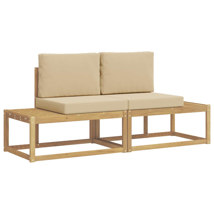 Set de canapele de exterior cu pernă 2 pcs Alb și Bej Poliester WALTI
