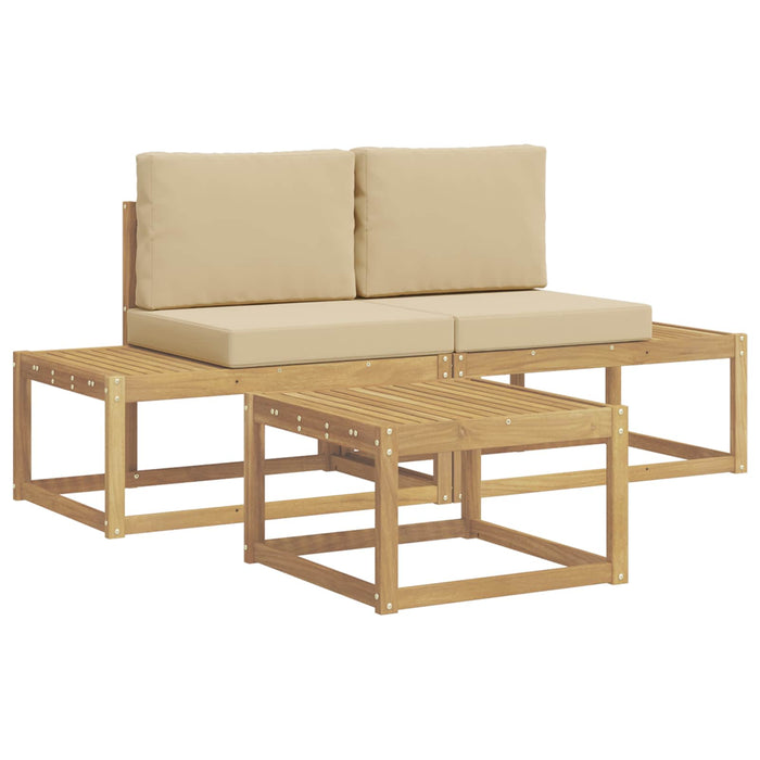 Set de canapele de exterior cu pernă 3 pcs Alb și Bej Poliester WALTI
