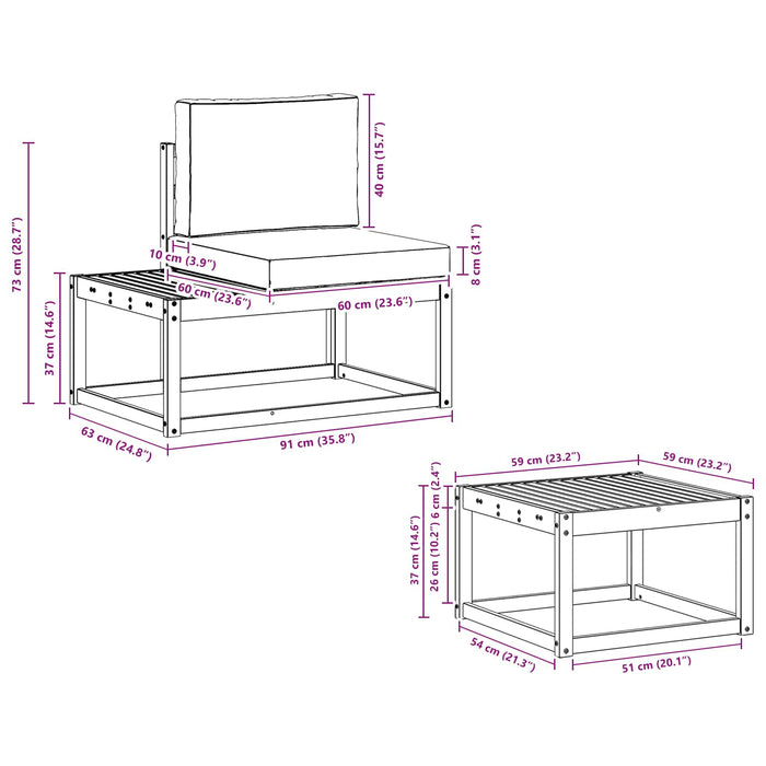 Set de canapele de exterior cu pernă 3 pcs Alb și Bej Poliester WALTI