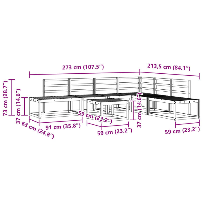 Set de canapele de exterior 7 Bucată Alb WALTI