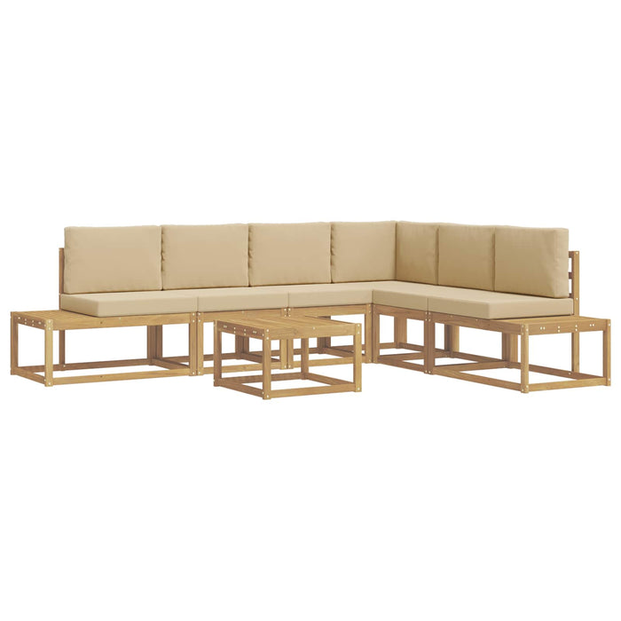 Set de canapele de exterior 5 Bucată Alb și Bej Poliester - WALTI WALTI