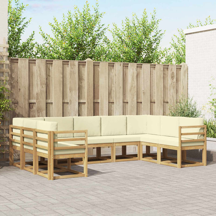 Set de canapele de exterior cu pernă 9 pcs Alb și crem WALTI