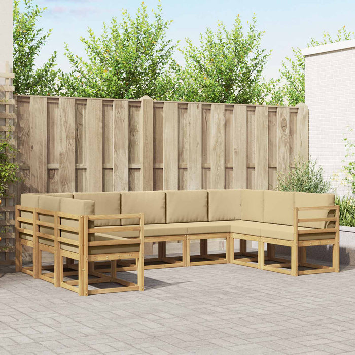 Set de canapele de exterior cu pernă 9 pcs Alb și Bej WALTI