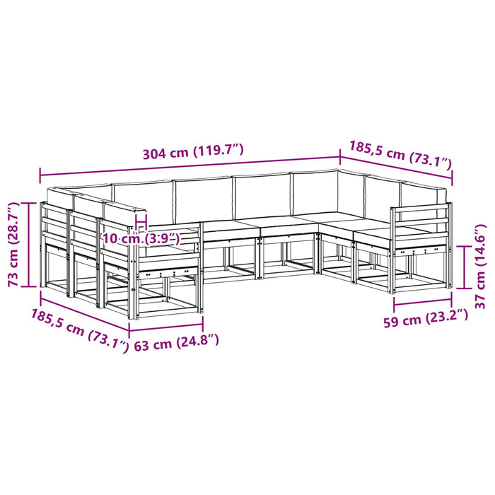 Set de canapele de exterior cu pernă 9 pcs Alb și Bej WALTI