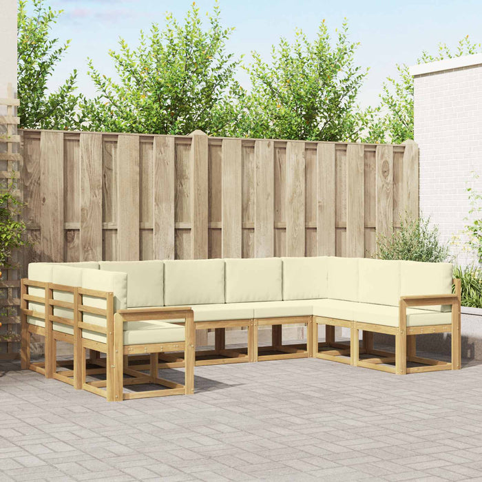 Set de canapele de exterior cu pernă 9 pcs Alb și crem WALTI