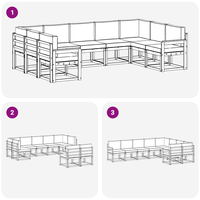 Set de canapele de exterior cu pernă 9 pcs Alb și antracit WALTI