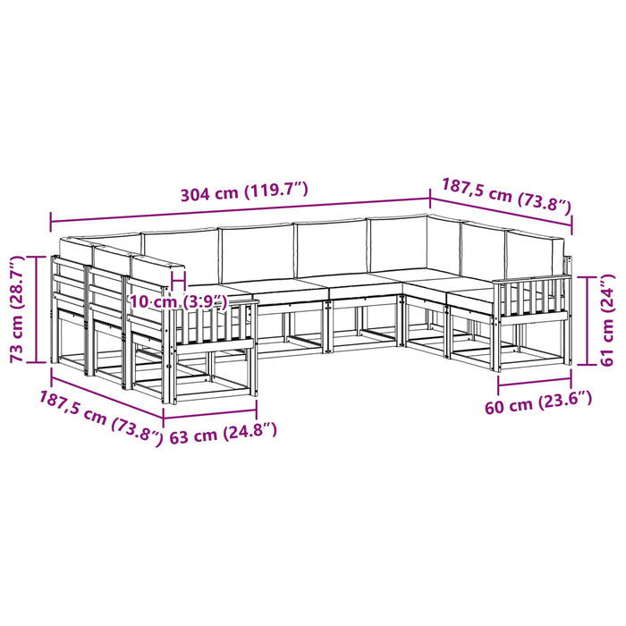 Set de canapele de exterior cu pernă 9 pcs Alb și antracit WALTI