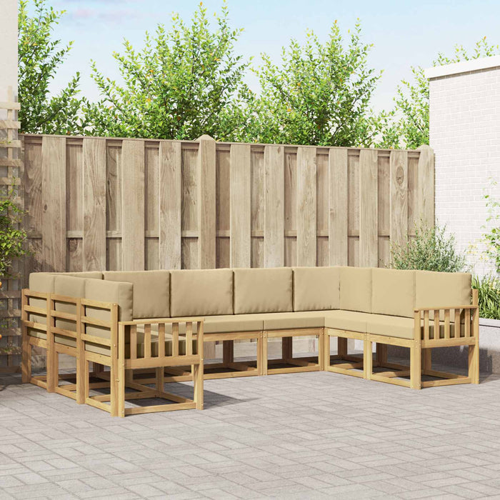 Set de canapele de exterior cu pernă 9 pcs Alb și Bej WALTI