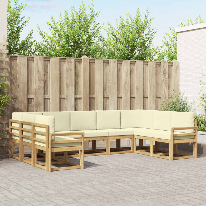 Set de canapele de exterior cu pernă 9 pcs Alb și crem WALTI