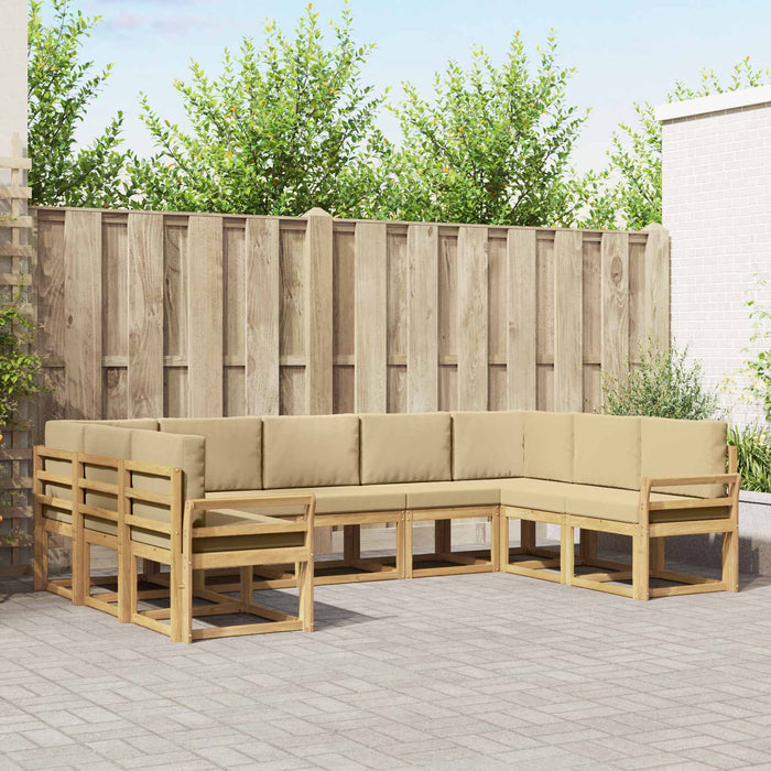 Set de canapele de exterior cu pernă 9 pcs Alb și Bej WALTI