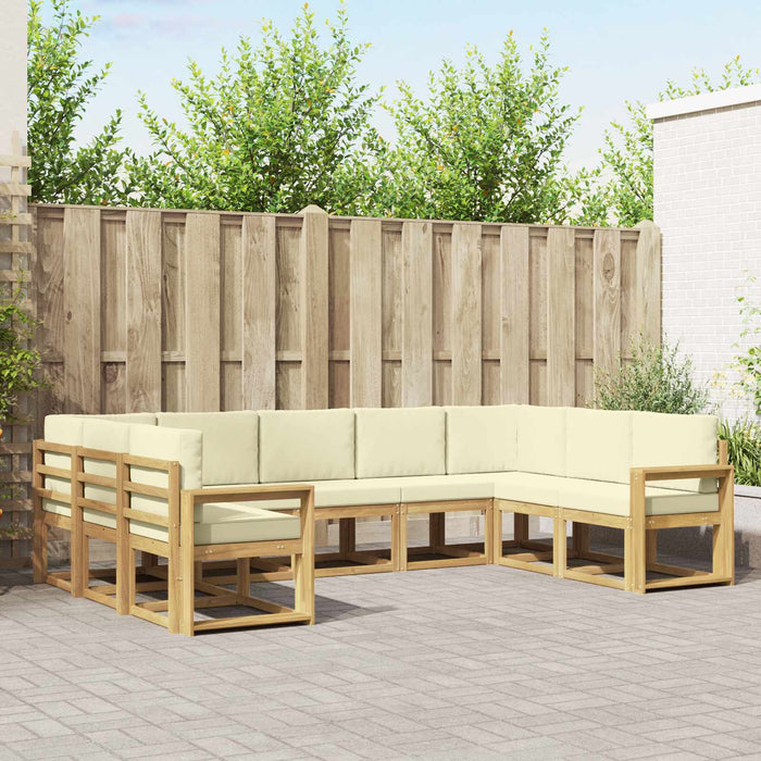 Set de canapele de exterior cu pernă 9 pcs Alb și crem WALTI