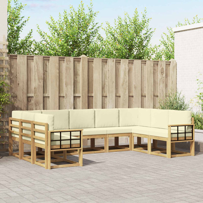 Set de canapele de exterior cu pernă 9 pcs Alb și crem WALTI