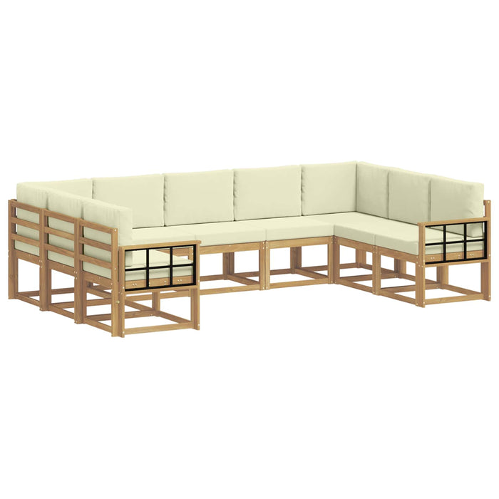 Set de canapele de exterior cu pernă 9 pcs Alb și crem WALTI