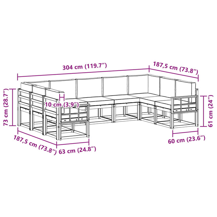 Set de canapele de exterior cu pernă 9 pcs Alb și crem WALTI
