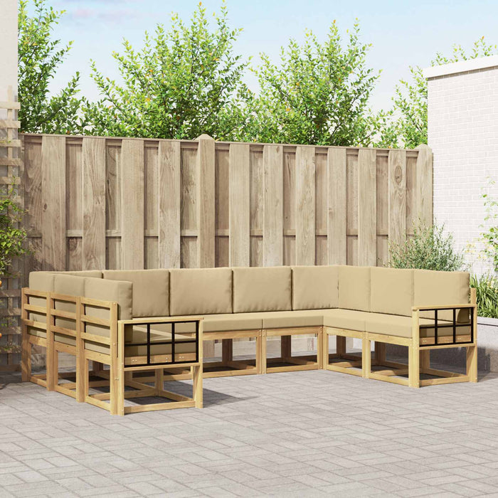 Set de canapele de exterior cu pernă 9 pcs Alb și Bej WALTI