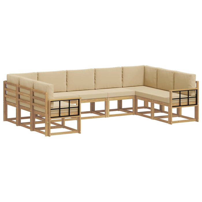 Set de canapele de exterior cu pernă 9 pcs Alb și Bej WALTI