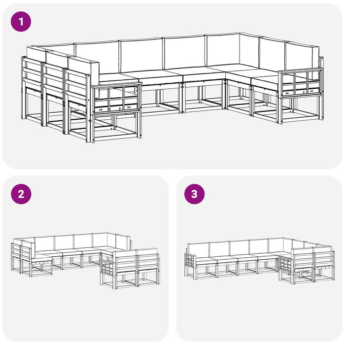 Set de canapele de exterior cu pernă 9 pcs Alb și Bej WALTI