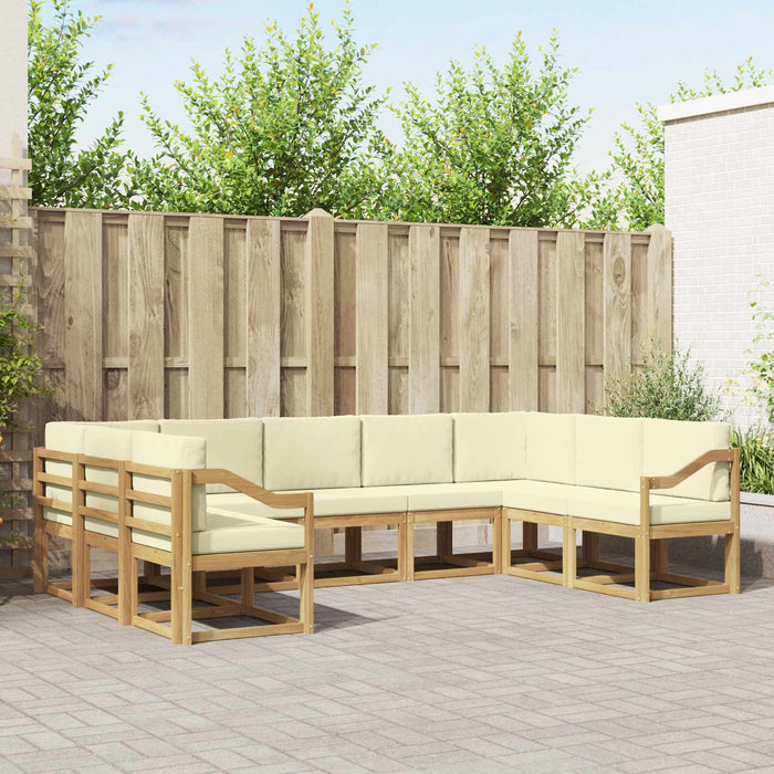 Set de canapele de exterior cu pernă 9 pcs Alb și crem WALTI