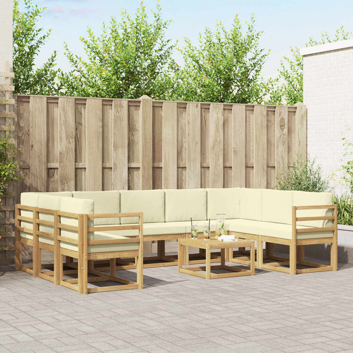 Set de canapele de exterior 10 pcs Alb și crem 59 x 59 x 37 cm WALTI
