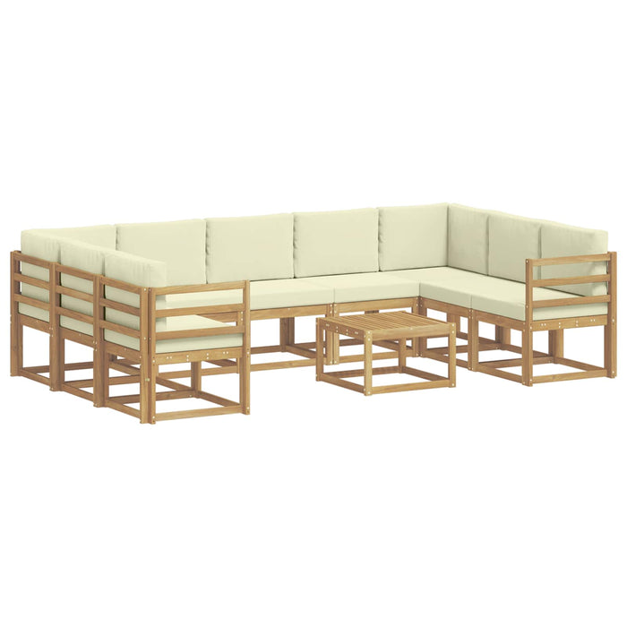 Set de canapele de exterior 10 pcs Alb și crem 59 x 59 x 37 cm WALTI