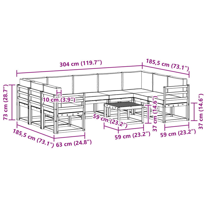 Set de canapele de exterior 10 pcs Alb și antracit WALTI