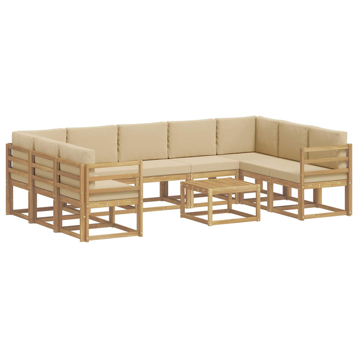 Set de canapele de exterior 10 pcs Alb și Bej 59 x 59 x 37 cm WALTI