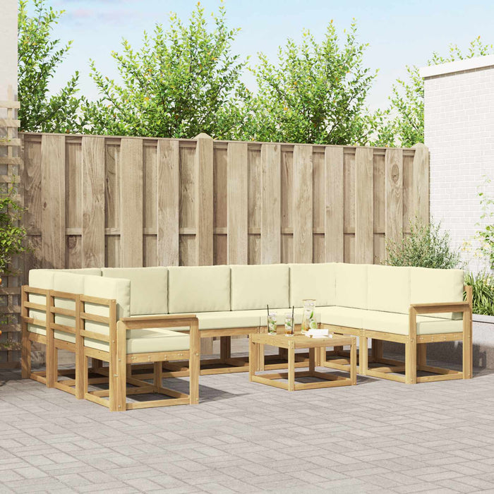 Set de canapele de exterior 10 pcs Alb și crem 59 x 59 x 37 cm WALTI