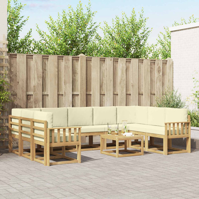 Set de canapele de exterior 10 pcs Alb și crem 59 x 59 x 37 cm WALTI