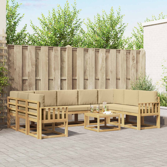 Set de canapele de exterior 10 pcs Alb și Bej 59 x 59 x 37 cm WALTI