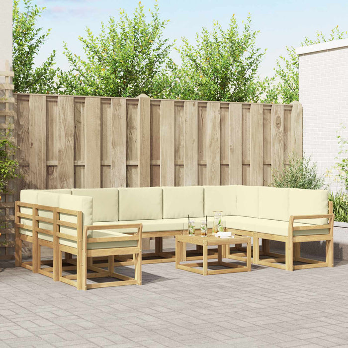 Set de canapele de exterior 10 pcs Alb și crem 59 x 59 x 37 cm WALTI
