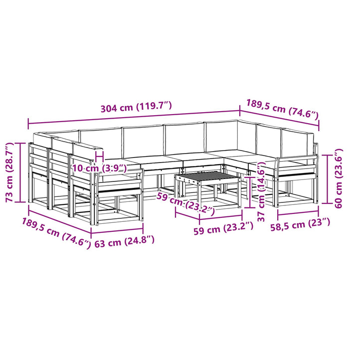 Set de canapele de exterior 10 pcs Alb și antracit WALTI