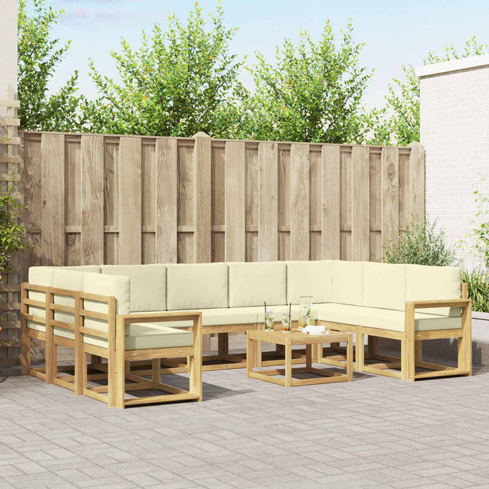 Set de canapele de exterior 10 pcs Alb și crem 59 x 59 x 37 cm WALTI