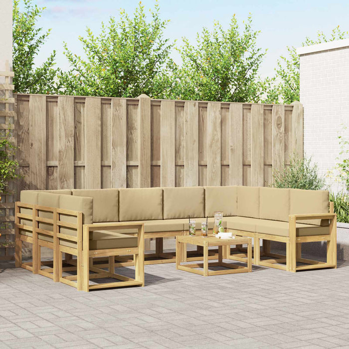 Set de canapele de exterior 10 pcs Alb și Bej 59 x 59 x 37 cm WALTI