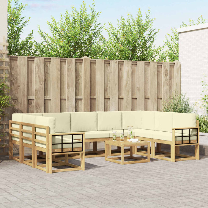 Set de canapele de exterior 10 pcs Alb și crem 59 x 59 x 37 cm WALTI