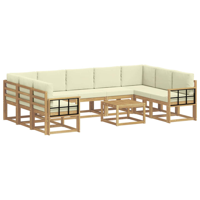 Set de canapele de exterior 10 pcs Alb și crem 59 x 59 x 37 cm WALTI