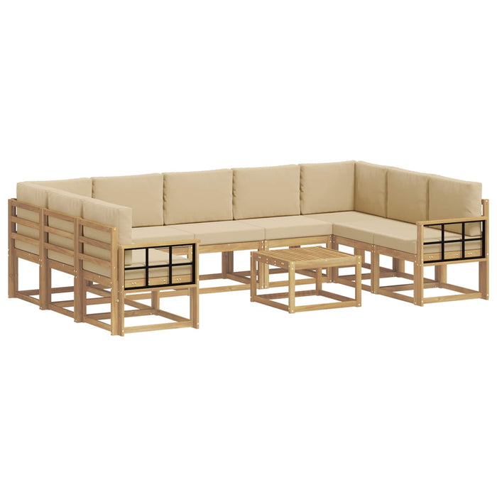Set de canapele de exterior 10 pcs Alb și Bej 59 x 59 x 37 cm WALTI