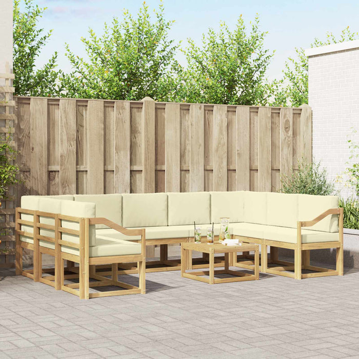 Set de canapele de exterior 10 pcs Alb și crem 59 x 59 x 37 cm WALTI