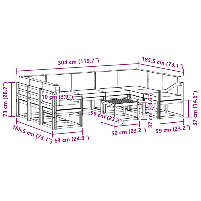 Set de canapele de exterior 10 pcs Alb și antracit WALTI