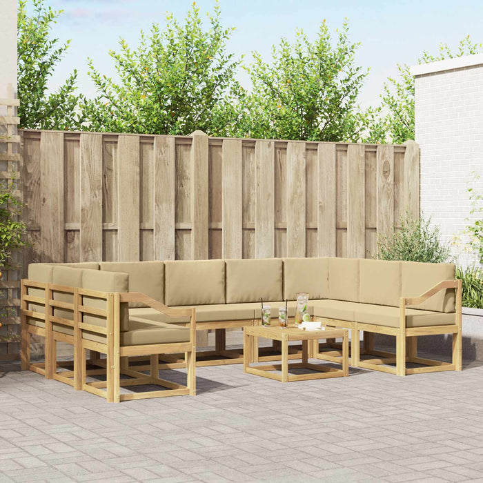 Set de canapele de exterior 10 pcs Alb și Bej 59 x 59 x 37 cm WALTI