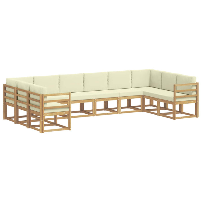 Set de canapele de exterior cu pernă 10 pcs Alb și crem WALTI