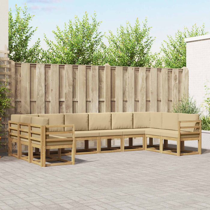 Set de canapele de exterior cu pernă 10 pcs Alb și Bej WALTI