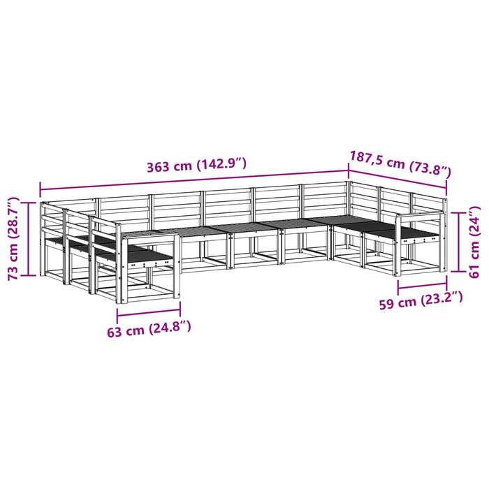 Set de canapele de exterior 10 pcs Alb Lemn Solid de Acacia WALTI