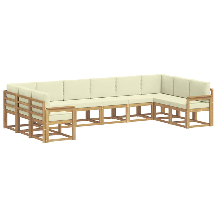 Set de canapele de exterior cu pernă 10 pcs Alb și crem WALTI