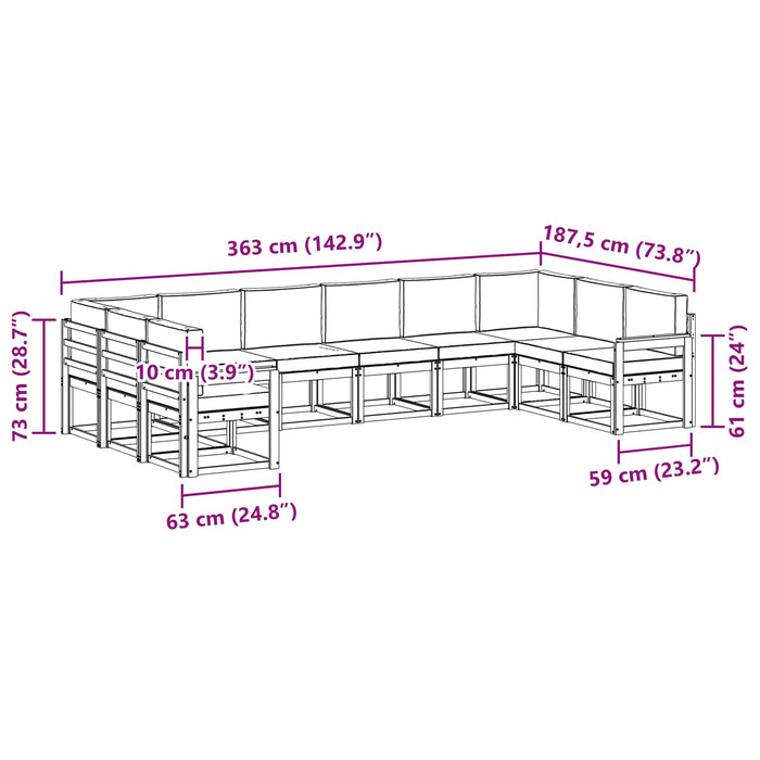 Set de canapele de exterior cu pernă 10 pcs Alb și antracit WALTI