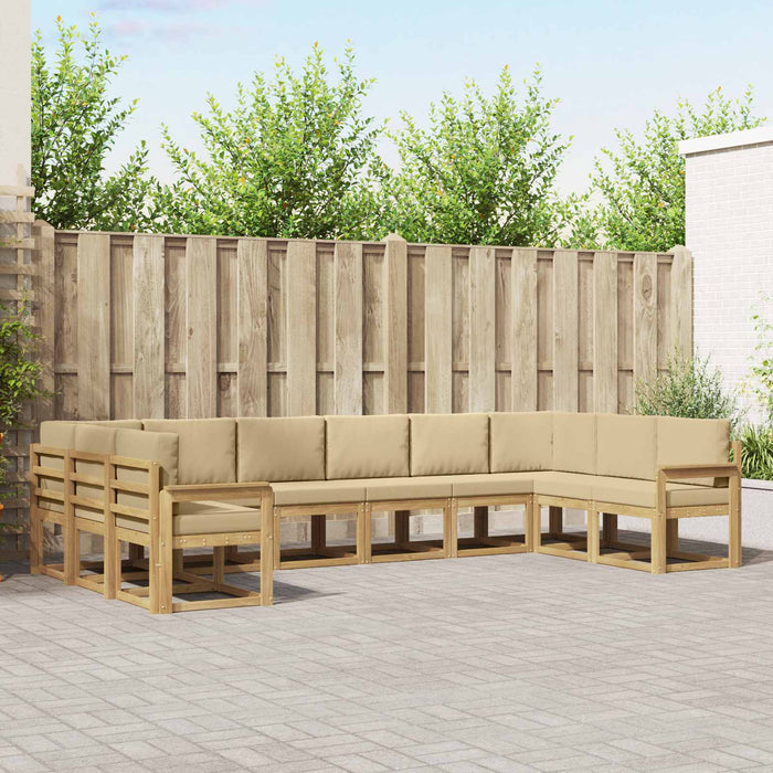 Set de canapele de exterior cu pernă 10 pcs Alb și Bej WALTI